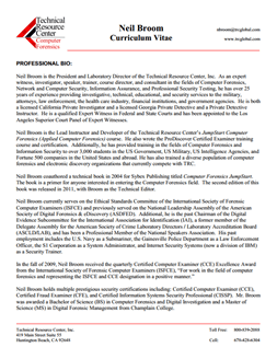 CV for Neil Broom Expert Witness in Computer Forensics Investigations in Irving